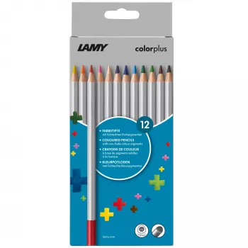 LAMY colorplus lápices de colores triangulares, 12 colores diferentes, forma triangular ergonómica, acabado mate, estuche de cartón 1233468