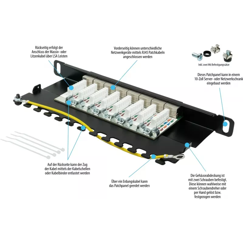 GoodConnections Alcasa GC-N0130 módulo keystone RJ45 apantallado Cat6a - 10GbE, 22-26 AWG, negro