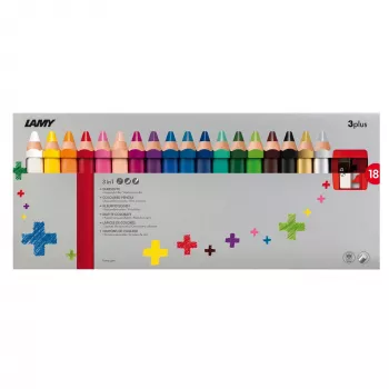 LAMY 3 en 1 lápices de colores 3plus, set de 18 piezas en estuche de cartón – acuarela, cera y lápiz de color en uno 1223549