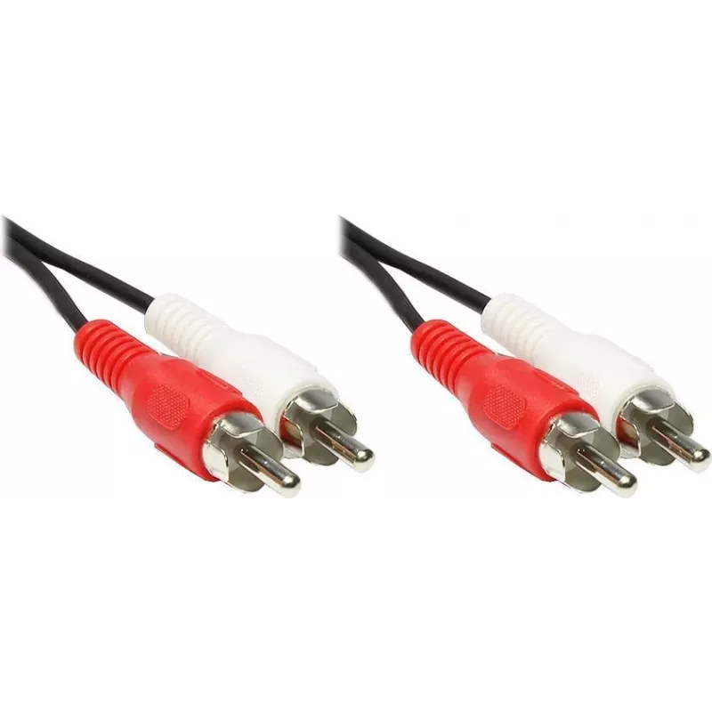 GoodConnections Cable de audio RCA estéreo, 2x conector RCA macho a 2x conector RCA macho, 1,5 m, negro 5901-D