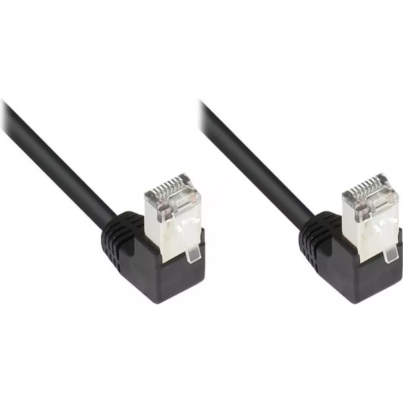 Good Connections Cable de red Cat 5e F/UTP, 3m, negro, conectores RJ45 en ángulo 90° hacia abajo 805S-030WI