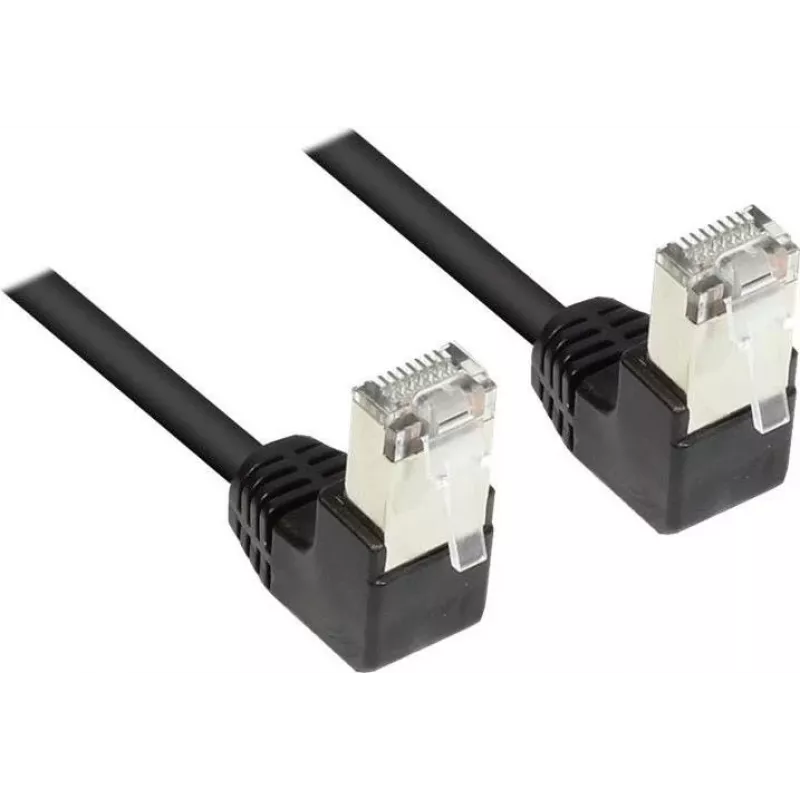 Good Connections Cable de red Cat 5e F/UTP, 3m, negro, conectores RJ45 en ángulo 90° hacia abajo 805S-030WI