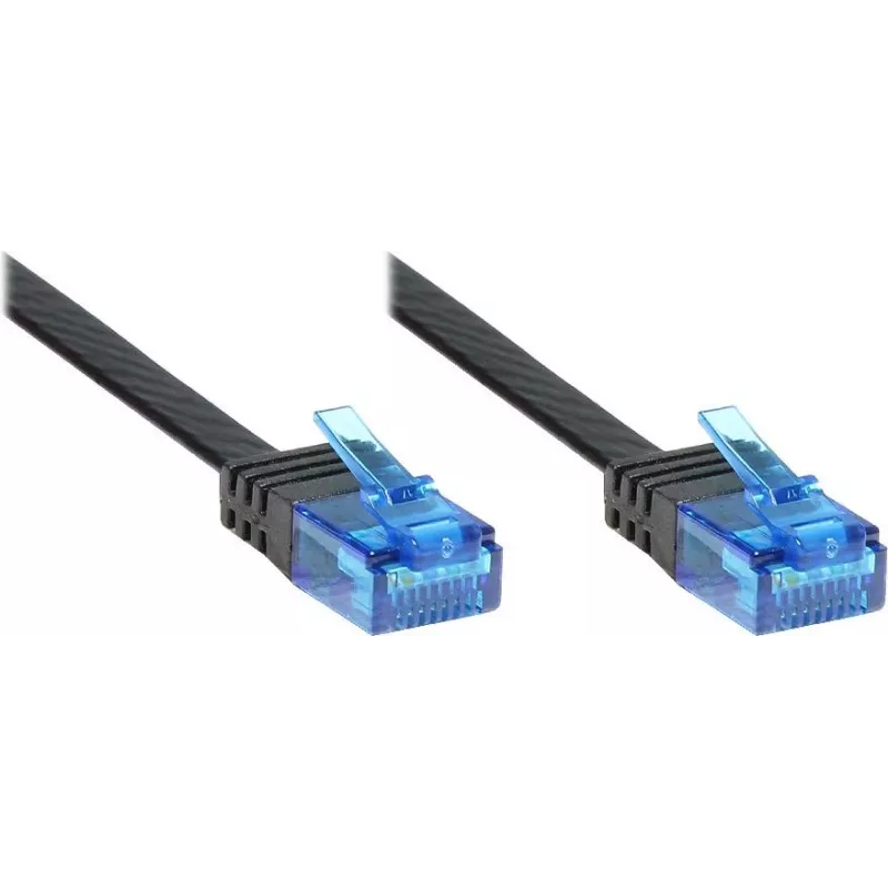 GoodConnections Cat. 6a U/UTP Cable de red plano, 500 MHz, negro, 1 m 8060-HF015S