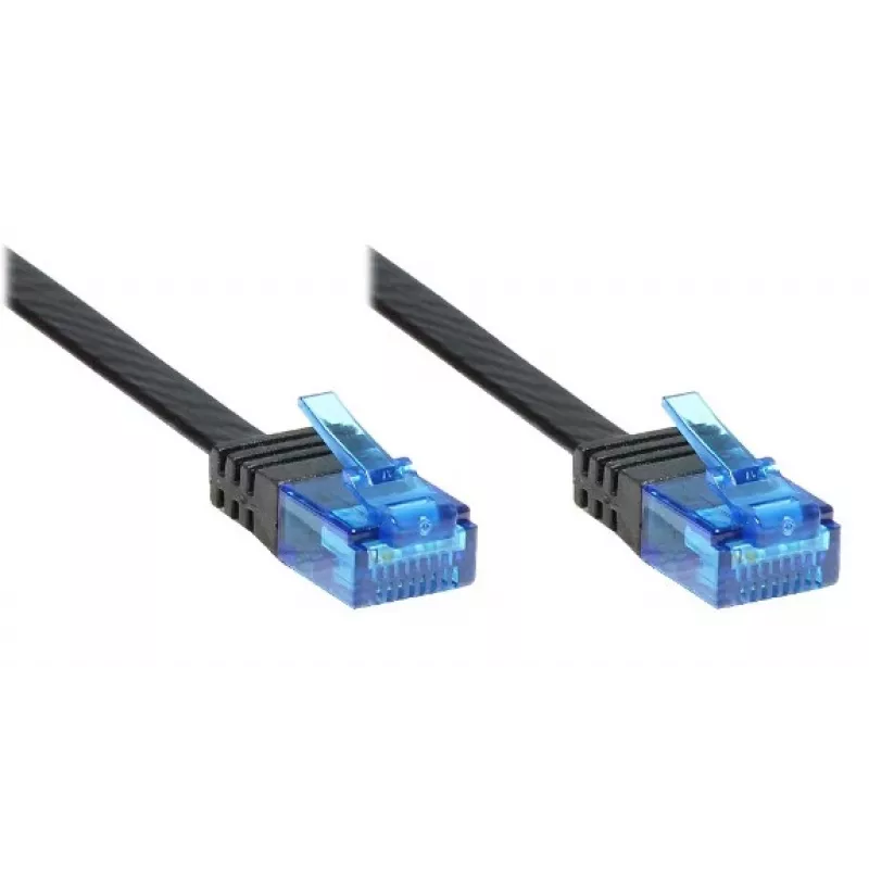GoodConnections Cat. 6a U/UTP Cable de red plano, 500 MHz, negro, 1 m 8060-HF015S