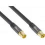 GoodConnections SmartFLEX Cable de antena, conector coaxial IEC macho a hembra, dorado, cuádruple apantallado, 120 dB, negro, 7,5 m (GC-M2056)