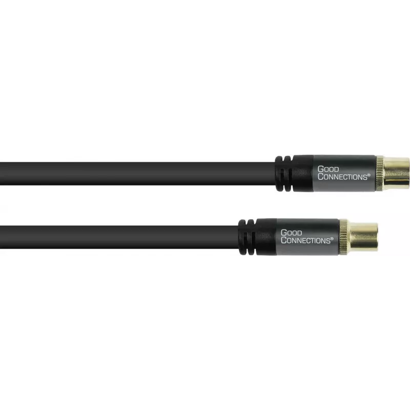 GoodConnections SmartFLEX Cable de antena, conector coaxial IEC macho a hembra, dorado, cuádruple apantallado, 120 dB, negro, 7,5 m (GC-M2056)