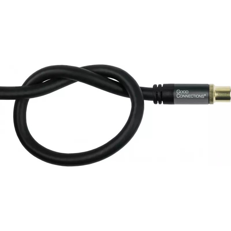 GoodConnections SmartFLEX Cable de antena, conector coaxial IEC macho a hembra, dorado, cuádruple apantallado, 120dB, negro, 10m (GC-M2057)