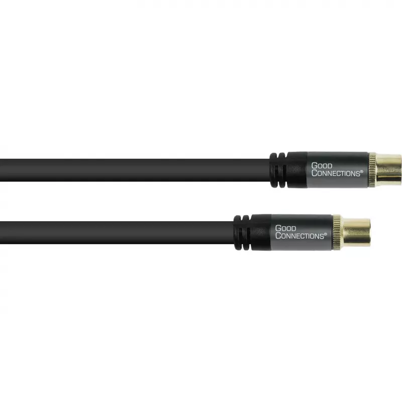 GoodConnections SmartFLEX Cable de antena, conector coaxial IEC macho a hembra, dorado, cuádruple apantallado, 120dB, negro, 10m (GC-M2057)