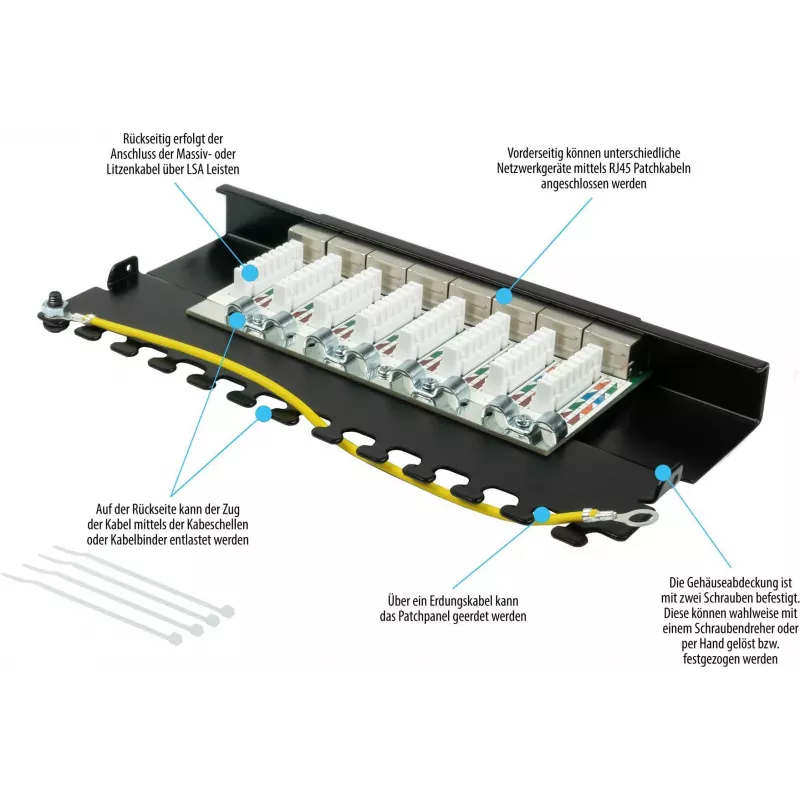 GoodConnections Alcasa GC-N0118 módulo Keystone Cat.6a blindado, sin herramientas, RJ45, 10G, negro