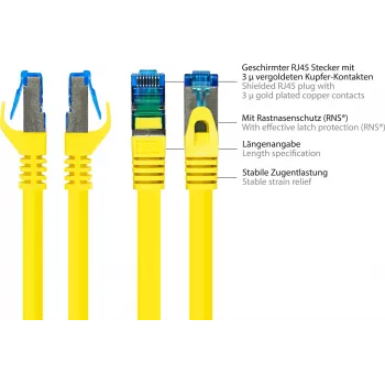 Good Connections RNS® cable de parcheo Cat. 6A S/FTP con Snagless Boot, libre de halógenos, amarillo, 20 m 8060-H200Y