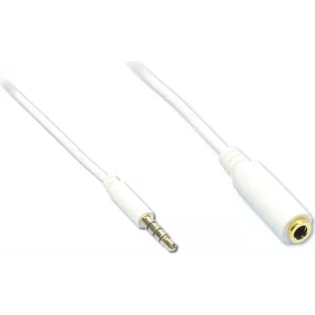 GoodConnections cable alargador de audio TRRS de 3,5 mm de 4 polos, conector macho a conector hembra, blanco, 5 m AS-35V4W5