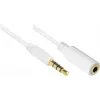 GoodConnections cable alargador de audio TRRS de 3,5 mm de 4 polos, conector macho a conector hembra, blanco, 5 m AS-35V4W5