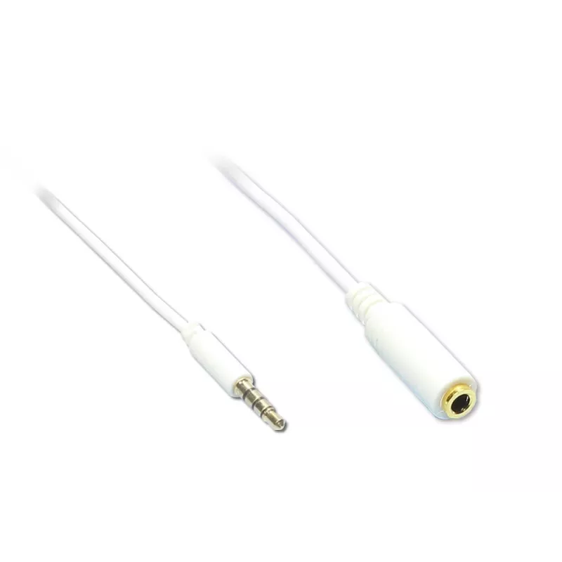 GoodConnections cable alargador de audio TRRS de 3,5 mm de 4 polos, conector macho a conector hembra, blanco, 5 m AS-35V4W5