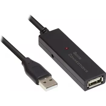 Good Connections cable alargador USB 2.0 activo, conector macho Type-A a conector hembra Type-A, cobre, negro, 15 m (GC-M0133)