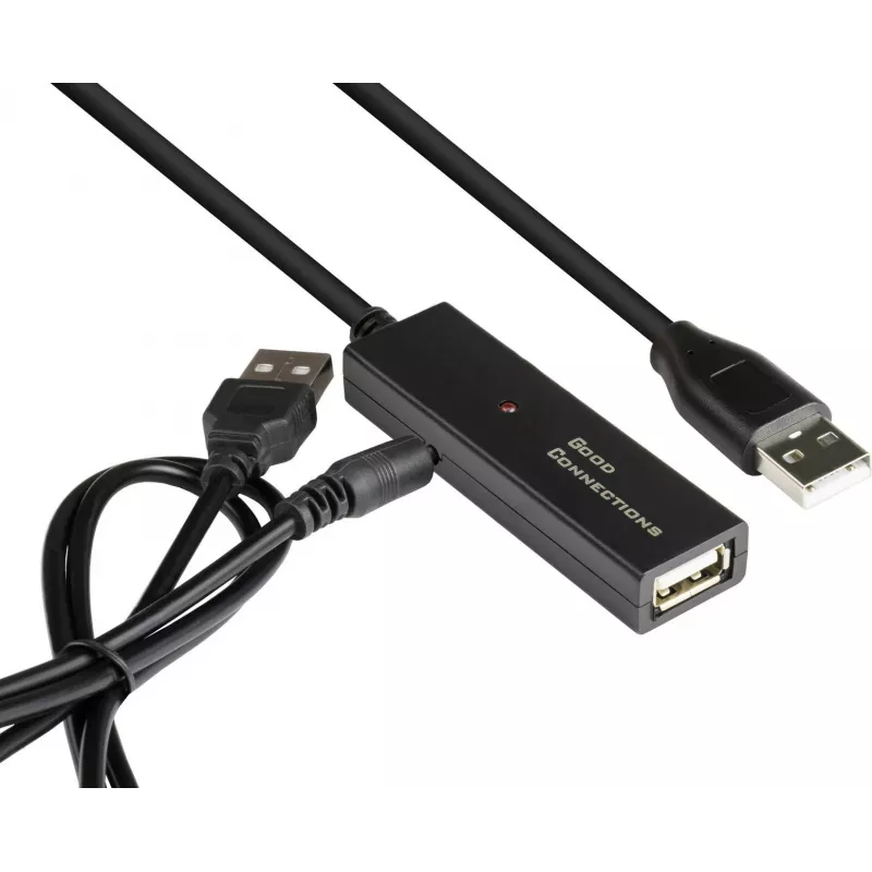 Good Connections cable alargador USB 2.0 activo, conector macho Type-A a conector hembra Type-A, cobre, negro, 15 m (GC-M0133)