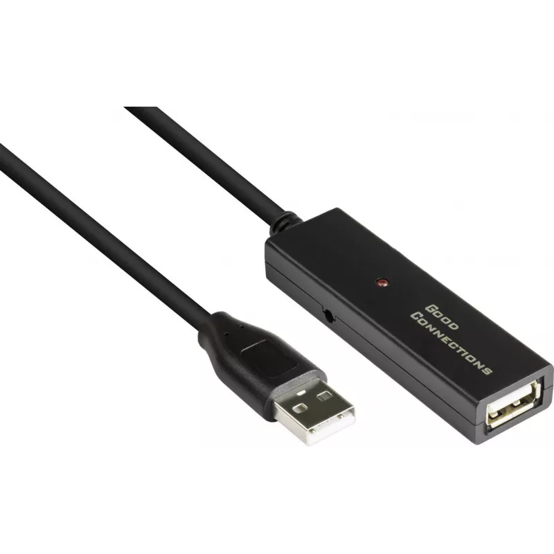 Good Connections cable alargador USB 2.0 activo, conector macho Type-A a conector hembra Type-A, cobre, negro, 15 m (GC-M0133)