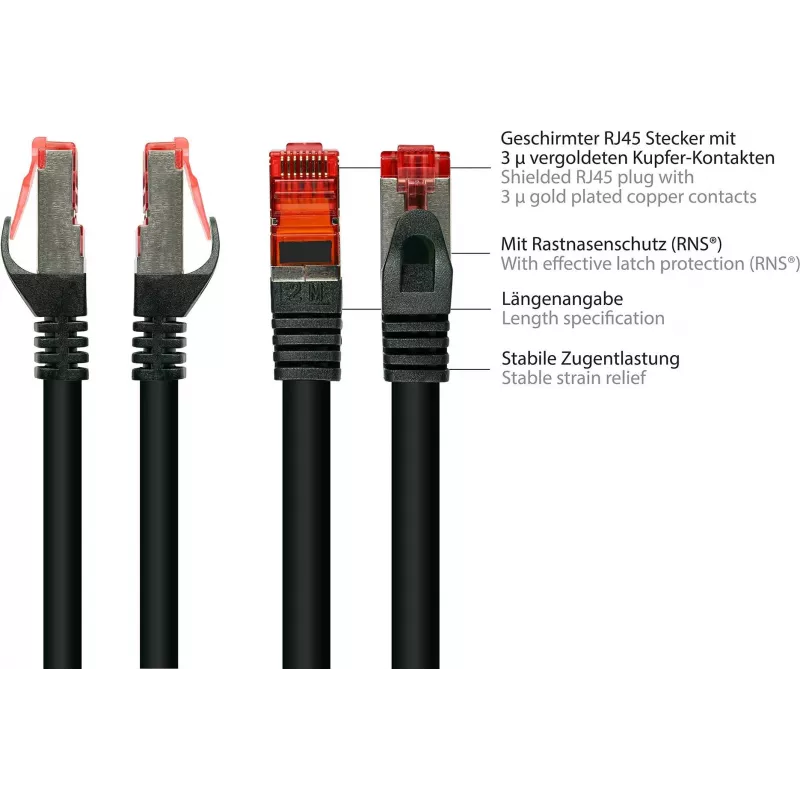 GoodConnections Alcasa 8060-400S Cat6 S/FTP Cable de conexión, RJ45 macho a macho, 40 m, chapado en oro