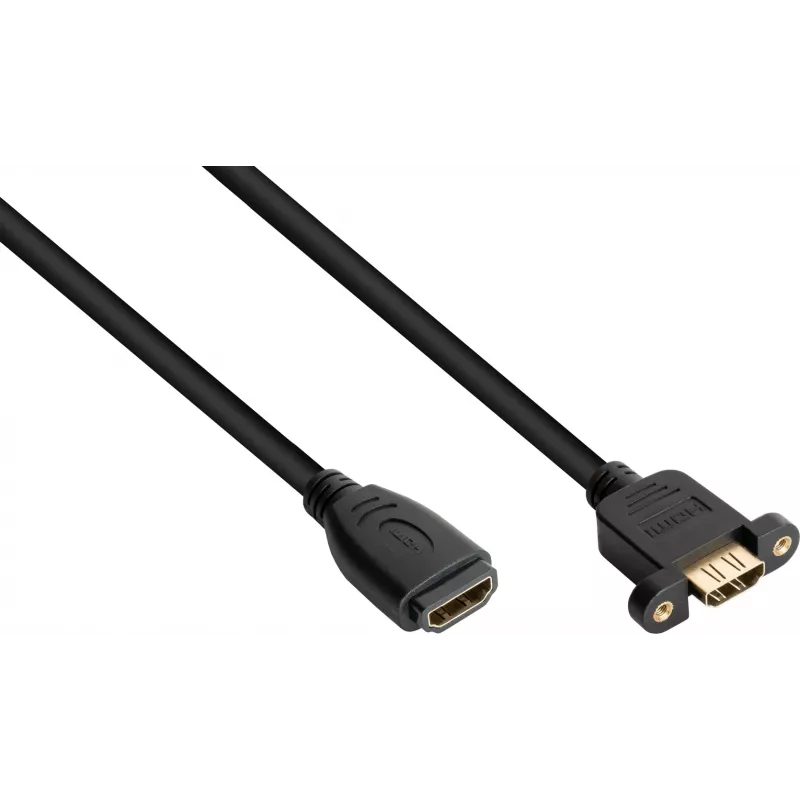 Good Connections cable de instalación HDMI, conector hembra HDMI Type-A a conector hembra de montaje en panel, 0,3 m, negro HDMI-AD23