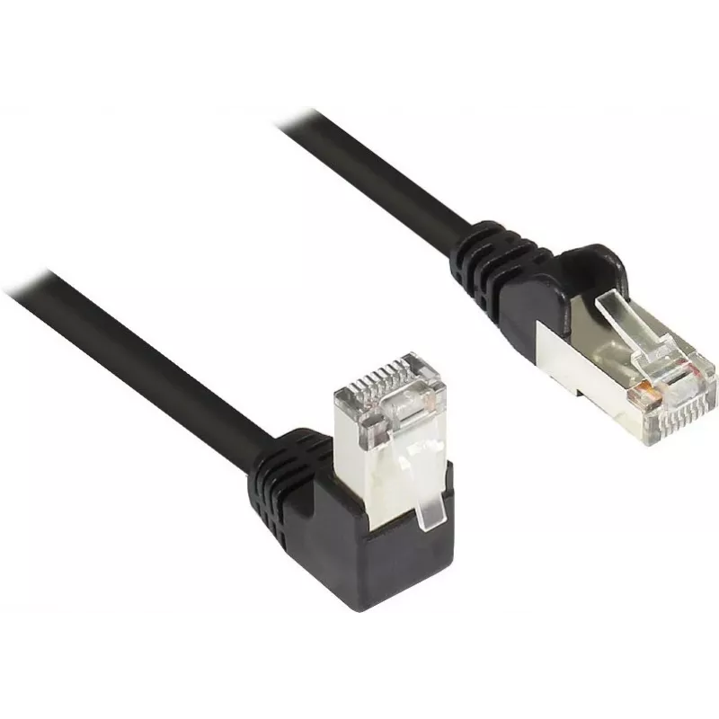 GoodConnections Cable de red Cat. 5e F/UTP, 2 m, negro, RJ45 en ángulo de 90° a recto 805S-020EWI