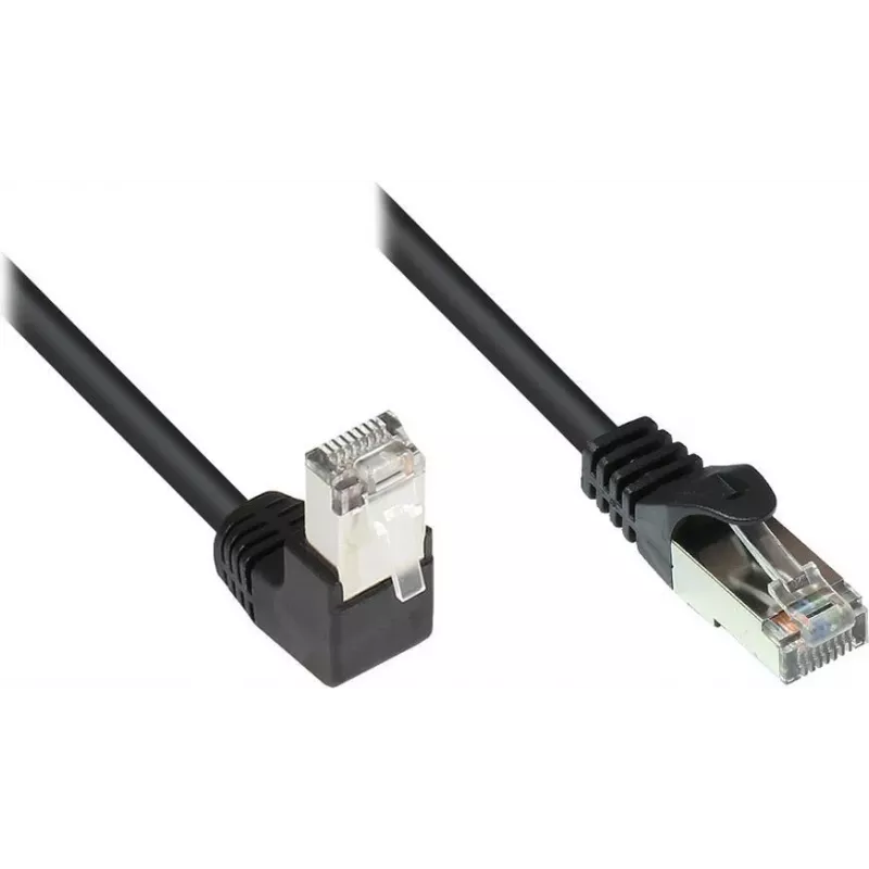 GoodConnections Cable de red Cat. 5e F/UTP, 2 m, negro, RJ45 en ángulo de 90° a recto 805S-020EWI