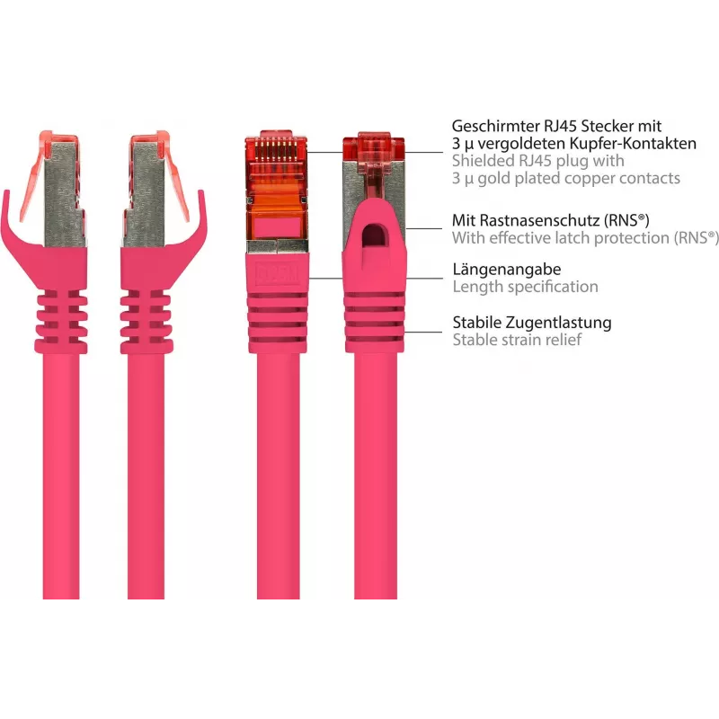 GoodConnections Alcasa Cable de red Cat6 S/FTP de 40 m, RJ-45 macho a macho, magenta 8060-400M