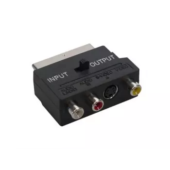 GoodConnections Alcasa 5525-3CU Adaptador SCART a 3x RCA + S-Video con conmutador de dirección, negro