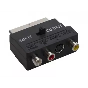 GoodConnections Alcasa 5525-3CU Adaptador SCART a 3x RCA + S-Video con conmutador de dirección, negro