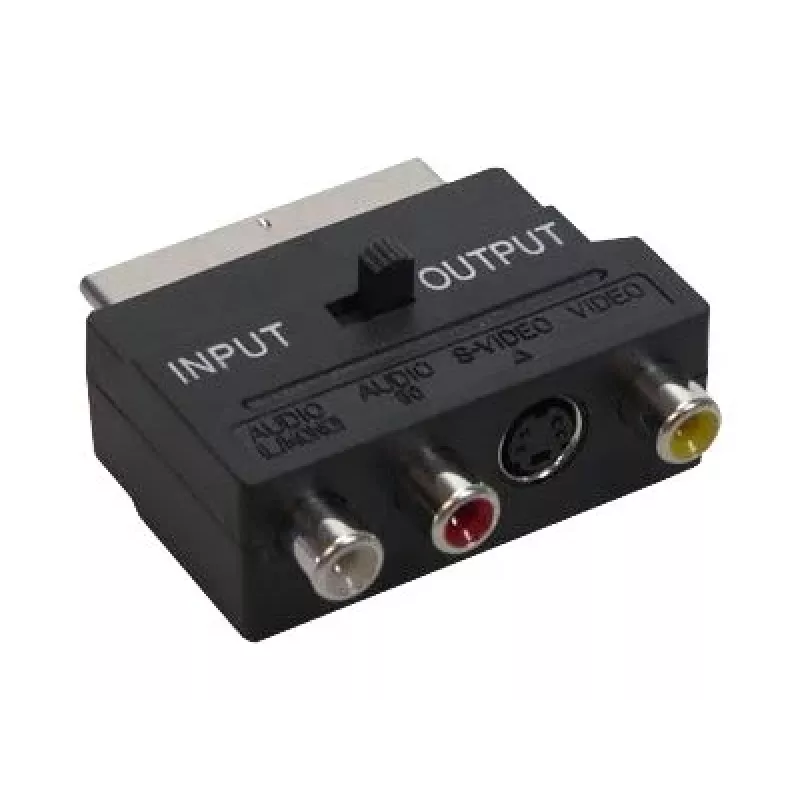 GoodConnections Alcasa 5525-3CU Adaptador SCART a 3x RCA + S-Video con conmutador de dirección, negro