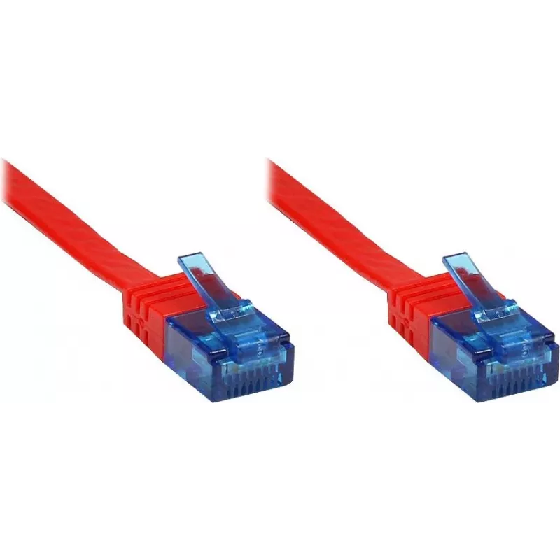 Good Connections Cable de red plano Cat.6a U/UTP, RJ45, 500 MHz, rojo, 3 m 8060-HF030R