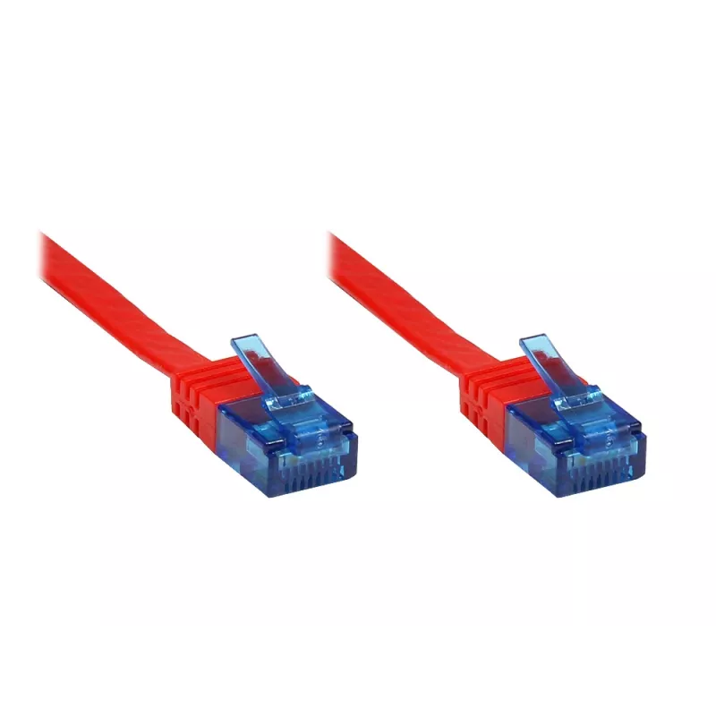 Good Connections Cable de red plano Cat.6a U/UTP, RJ45, 500 MHz, rojo, 3 m 8060-HF030R