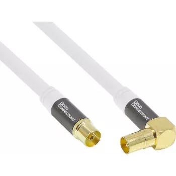 Good Connections GC-M2070 Cable de antena de TV en ángulo SmartFLEX - 30 m - conector coaxial IEC en ángulo a hembra - cuádruple apantallado 120dB 75 ohmios - conexiones doradas - blanco