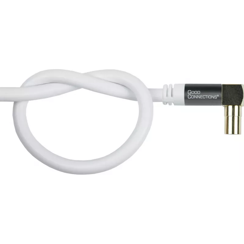 Good Connections GC-M2070 Cable de antena de TV en ángulo SmartFLEX - 30 m - conector coaxial IEC en ángulo a hembra - cuádruple apantallado 120dB 75 ohmios - conexiones doradas - blanco
