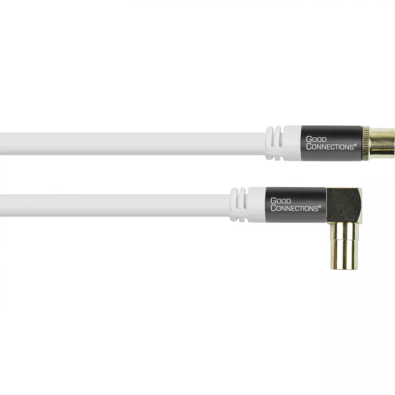 Good Connections GC-M2070 Cable de antena de TV en ángulo SmartFLEX - 30 m - conector coaxial IEC en ángulo a hembra - cuádruple apantallado 120dB 75 ohmios - conexiones doradas - blanco