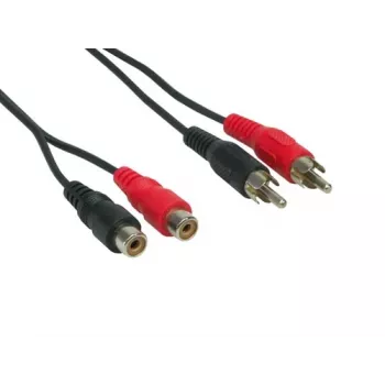 GoodConnections Cable alargador de audio RCA de 5 m, 2x RCA macho a 2x RCA hembra, estéreo, negro AS-5CV2