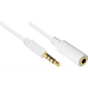 GoodConnections AS-35V4W2 cable de extensión de audio de 3,5mm de 4 polos, conector macho a conector hembra, blanco, 2m