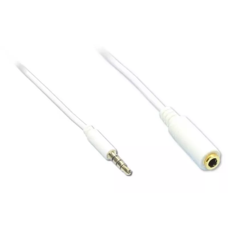 GoodConnections AS-35V4W2 cable de extensión de audio de 3,5mm de 4 polos, conector macho a conector hembra, blanco, 2m