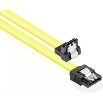 GoodConnections cable SATA 6 Gb/s con clip metálico, acodado, 0,50 m, amarillo 5047-AW05Y