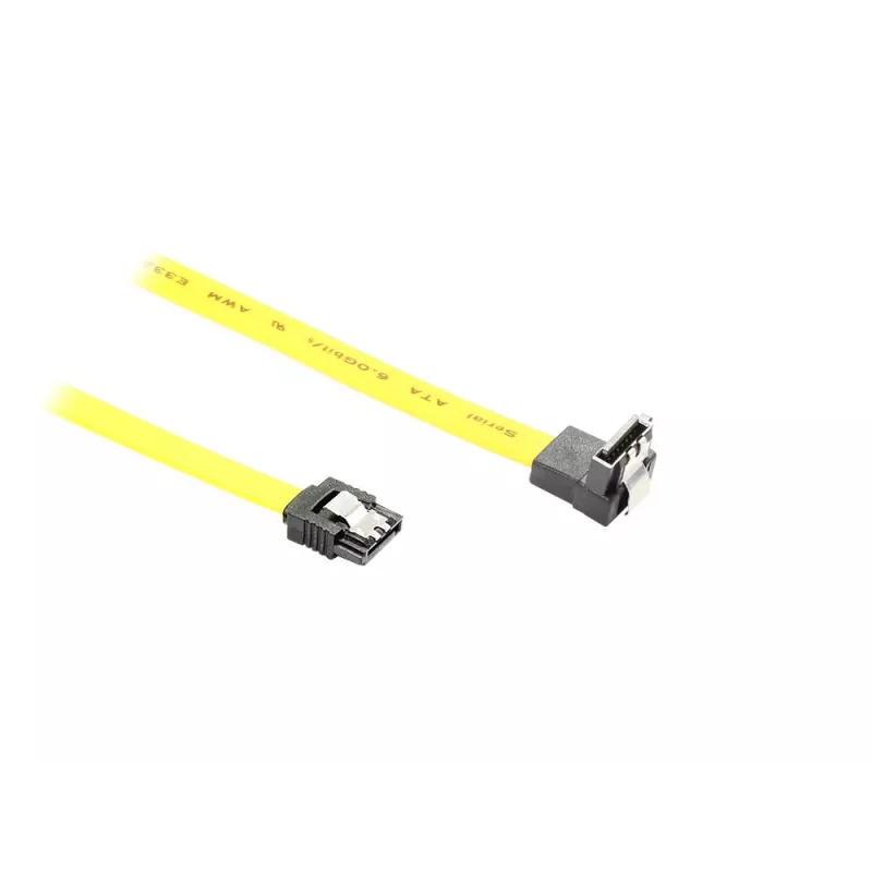 GoodConnections cable SATA 6 Gb/s con clip metálico, acodado, 0,50 m, amarillo 5047-AW05Y