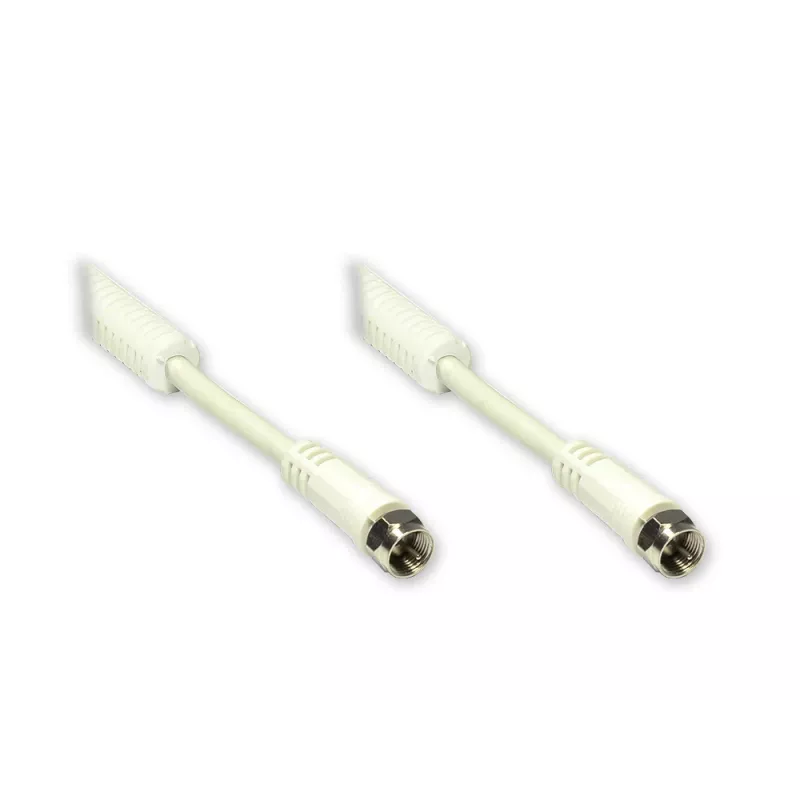 GoodConnections cable coaxial conector F a conector F con núcleo de ferrita, 100% apantallado, 1,5m, blanco (S-FP15W)