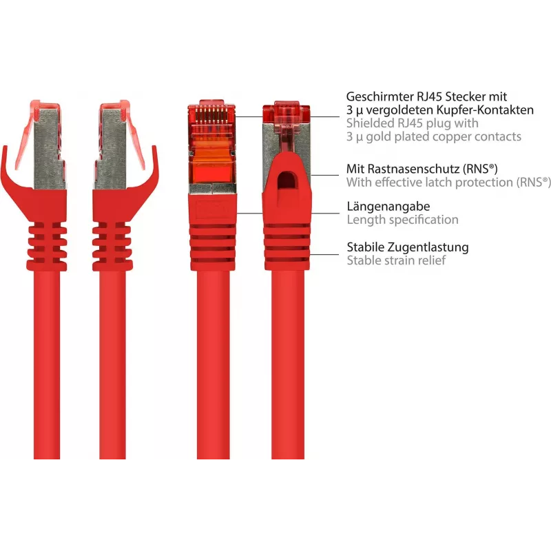 GoodConnections Alcasa 8060-400R Cat6 S/FTP Cable de conexión, RJ45 macho a macho, 40 m, chapado en oro