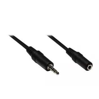 GoodConnections cable alargador de audio de 3,5mm, conector macho a conector hembra, 3 polos, negro, 2,5m AS-35V25