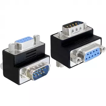 Delock adaptador D-Sub de 9 pines conector macho a conector hembra acodado 270° negro 65265