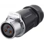 GoodConnections IC01-20P302 S1 Power conector industrial hembra de 3 pines, con bloqueo por clic, terminales de soldadura, M20