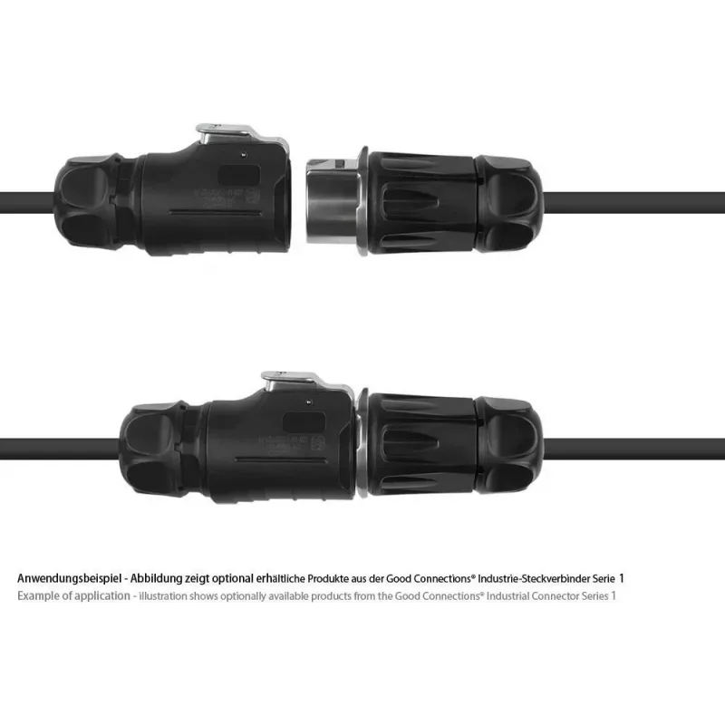 GoodConnections IC01-20P302 S1 Power conector industrial hembra de 3 pines, con bloqueo por clic, terminales de soldadura, M20