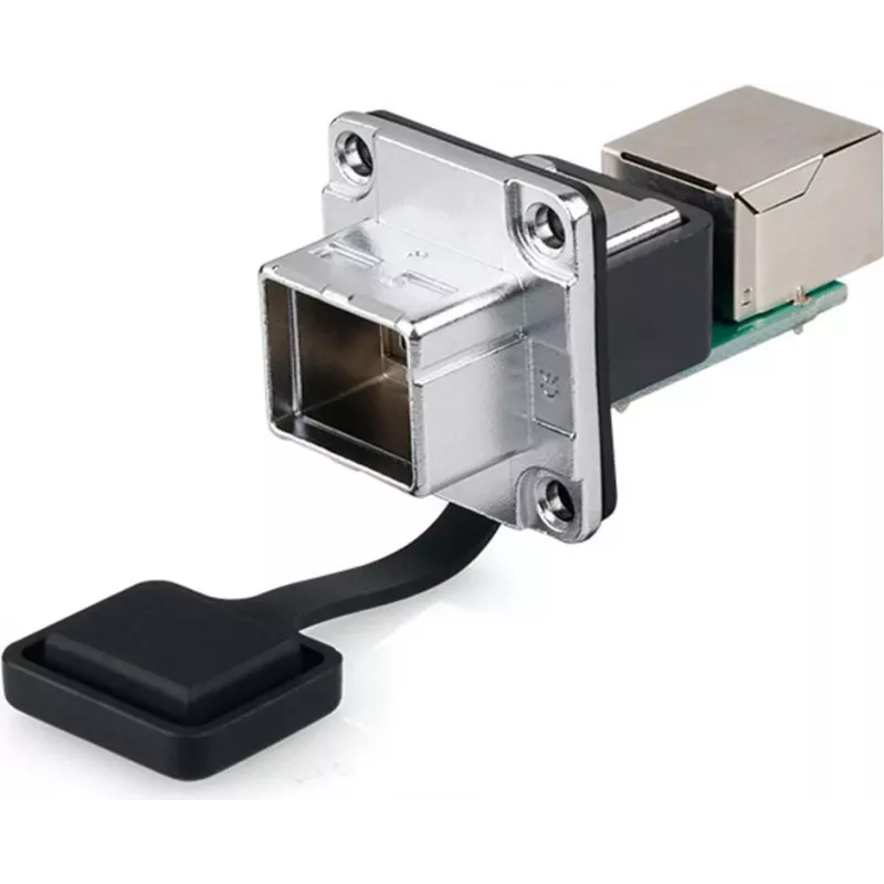 GoodConnections Alcasa IC06-R302 acoplador RJ45 industrial, IP65/IP67, gris, carcasa de zinc, -40 a 80°C
