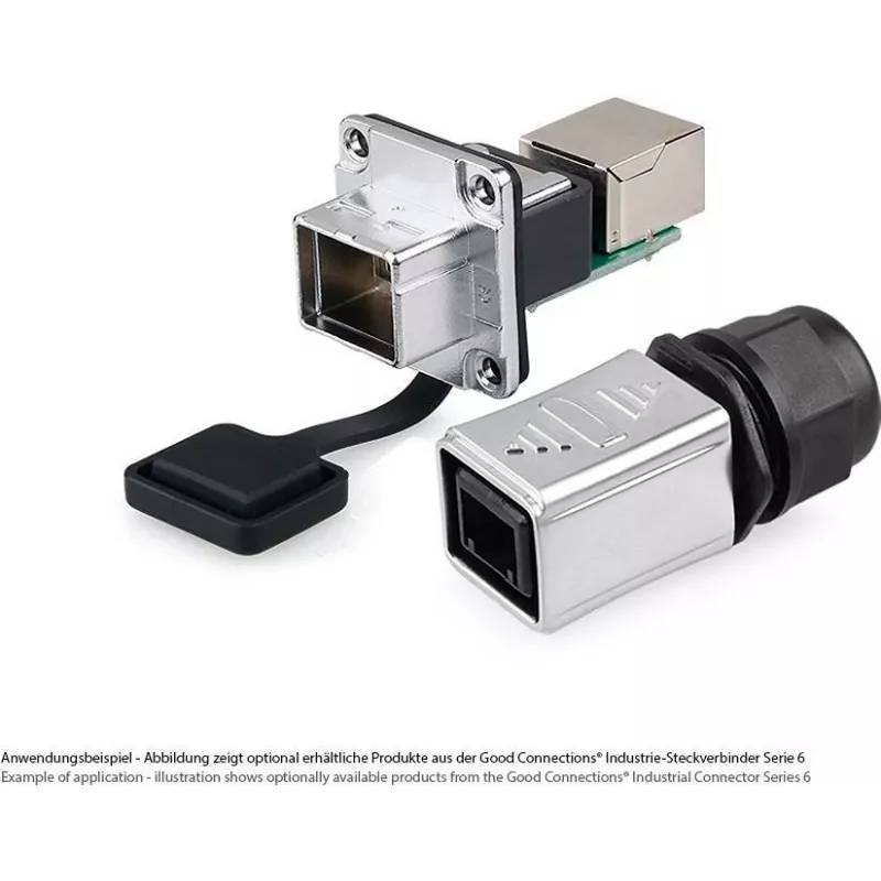 GoodConnections Alcasa IC06-R302 acoplador RJ45 industrial, IP65/IP67, gris, carcasa de zinc, -40 a 80°C