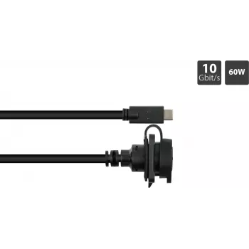 GoodConnections S1 cable USB-C industrial, USB 3.2 Gen 2, 10 Gbps, montaje M16, IP65/67, 1 m, negro (IC01-16U3102-010)