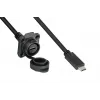 GoodConnections IC01-16U3102-010 S1 cable USB-C industrial, USB 3.2 Gen 2, conector a toma de panel, M16, IP65/67, 1 m