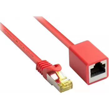 GoodConnections Cat.7 S/FTP cable alargador RJ45, 10 m, rojo, LSZH, 600 MHz, 10G, protección de pestaña RNS 8070VR-100R