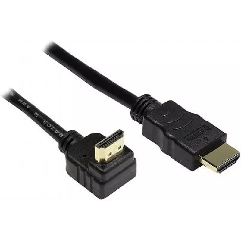 Good Connections cable HDMI de alta velocidad con Ethernet, conector acodado hacia arriba, dorado, 1 m, negro 4510-GWO010